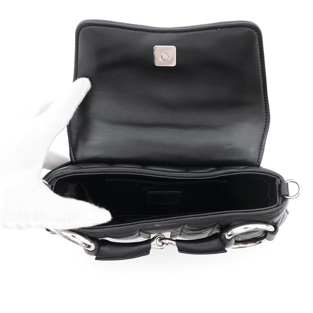 GUCCI Horsebit Shoulder Bag Black764339 Leather
