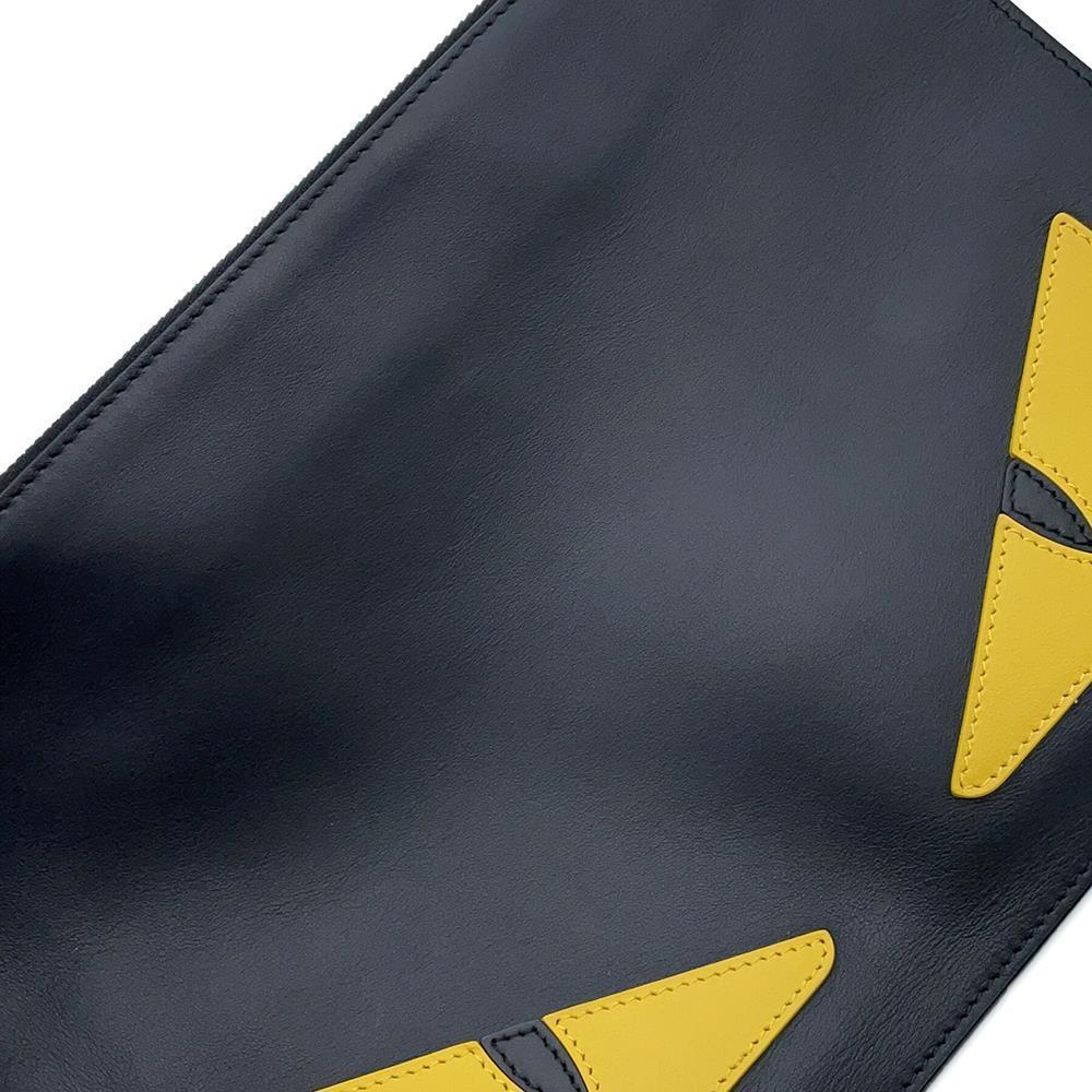 FENDI Monster Clutch Bag Black/Yellow7N0078 Leather