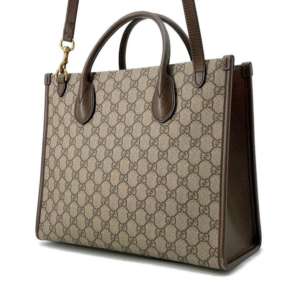 GUCCI GG Supreme 2WAY Tote Bag Disney collaboration Beige/Brown648134 PVC Leather
