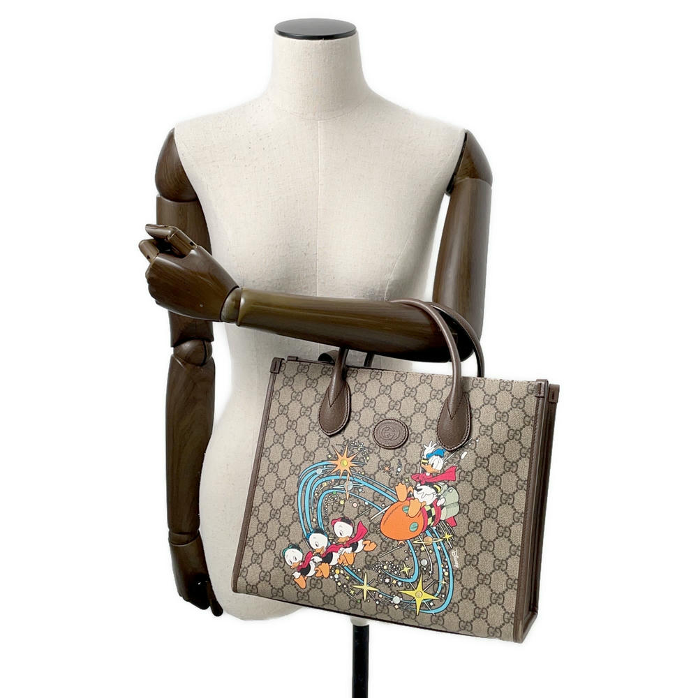 GUCCI GG Supreme 2WAY Tote Bag Disney collaboration Beige/Brown648134 PVC Leather