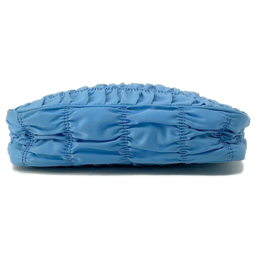 PRADA Gathered One Shoulder Bag Light Blue1NE204 Nylon