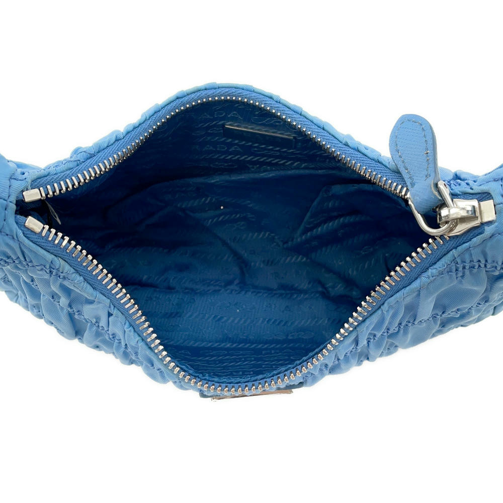 PRADA Gathered One Shoulder Bag Light Blue1NE204 Nylon