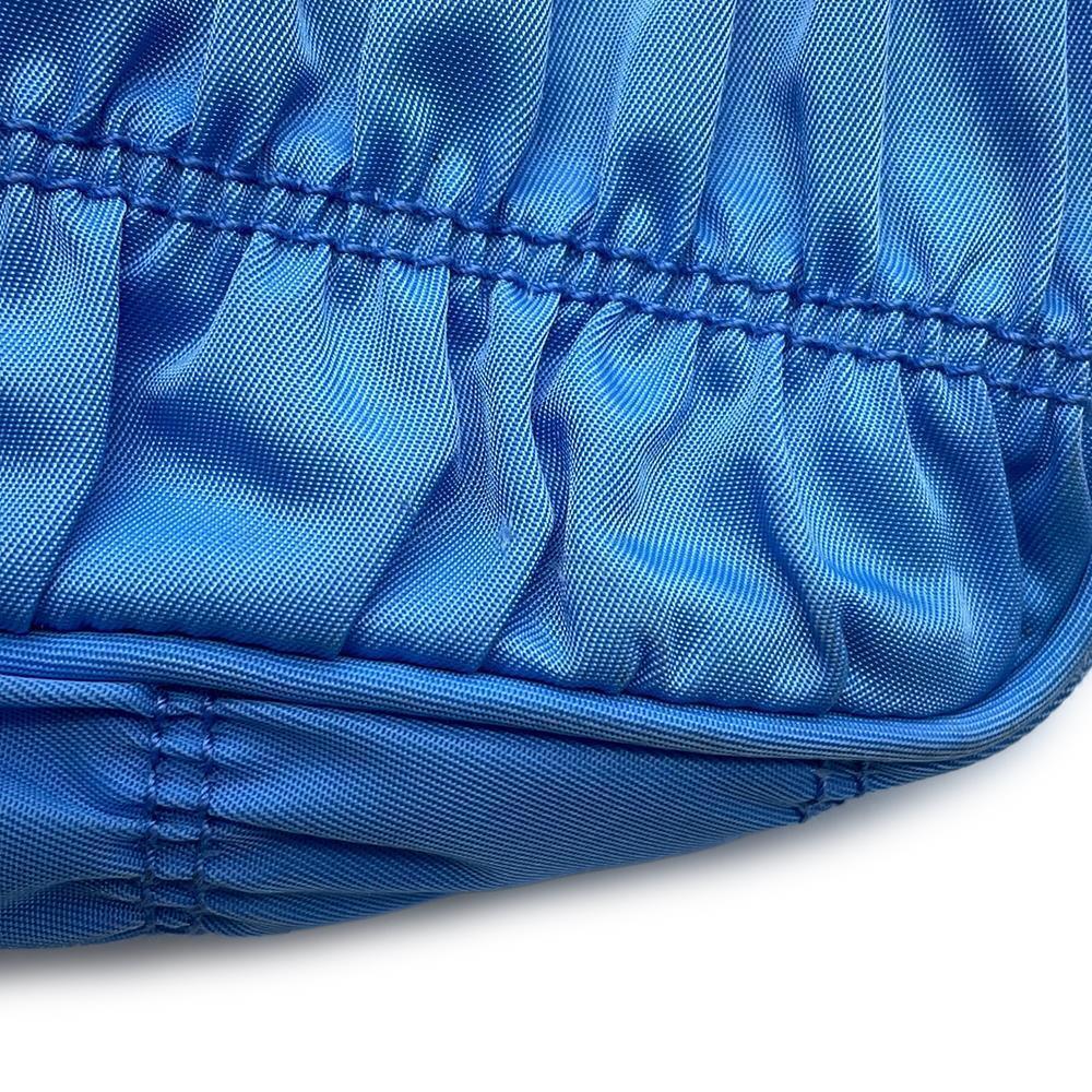 PRADA Gathered One Shoulder Bag Light Blue1NE204 Nylon
