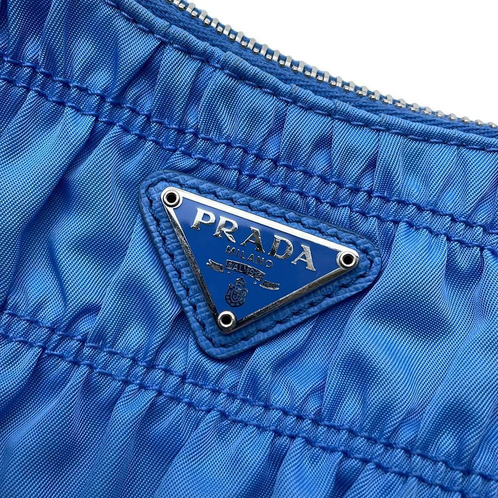 PRADA Gathered One Shoulder Bag Light Blue1NE204 Nylon