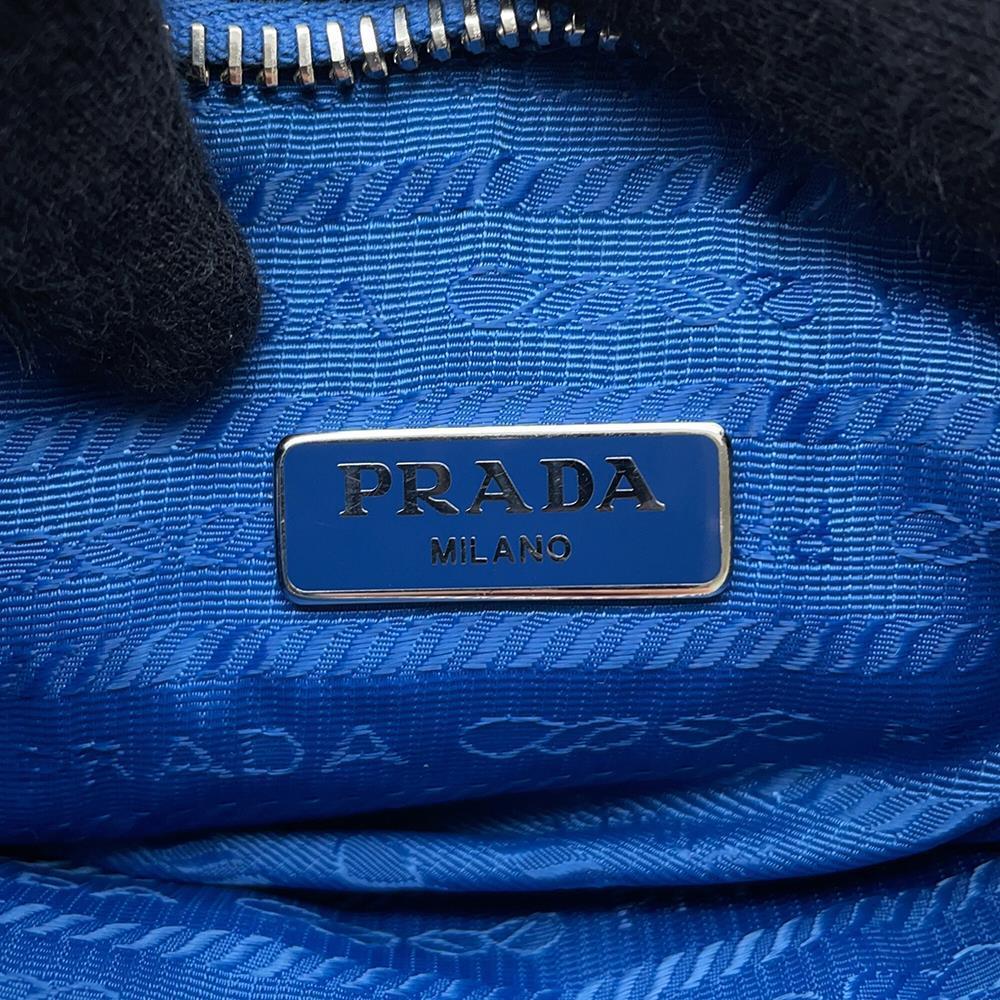 PRADA Gathered One Shoulder Bag Light Blue1NE204 Nylon