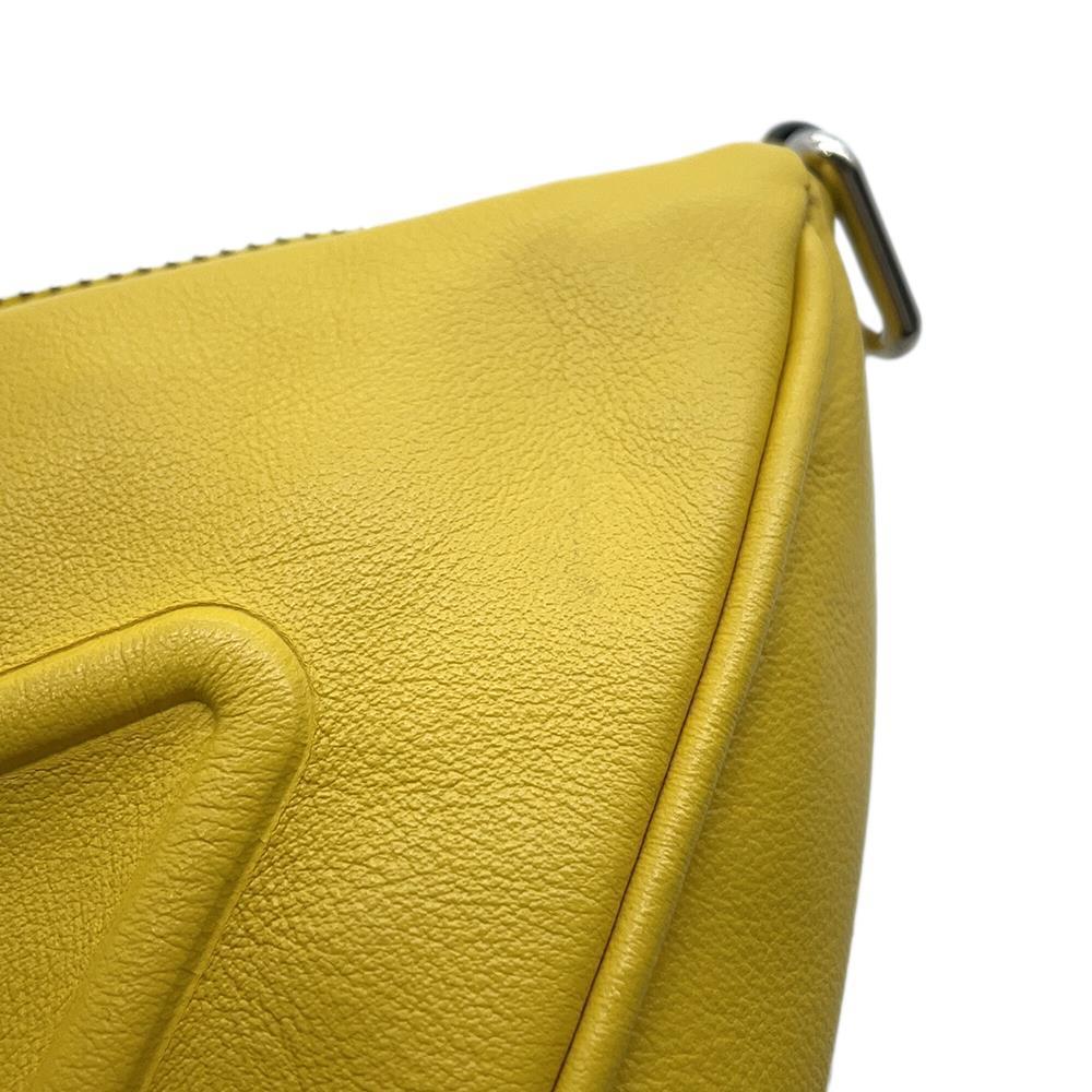 PRADA Triangle Clutch Bag Yellow2NE054 Leather