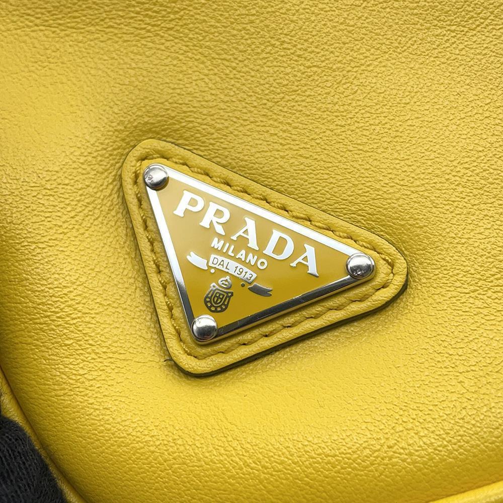 PRADA Triangle Clutch Bag Yellow2NE054 Leather