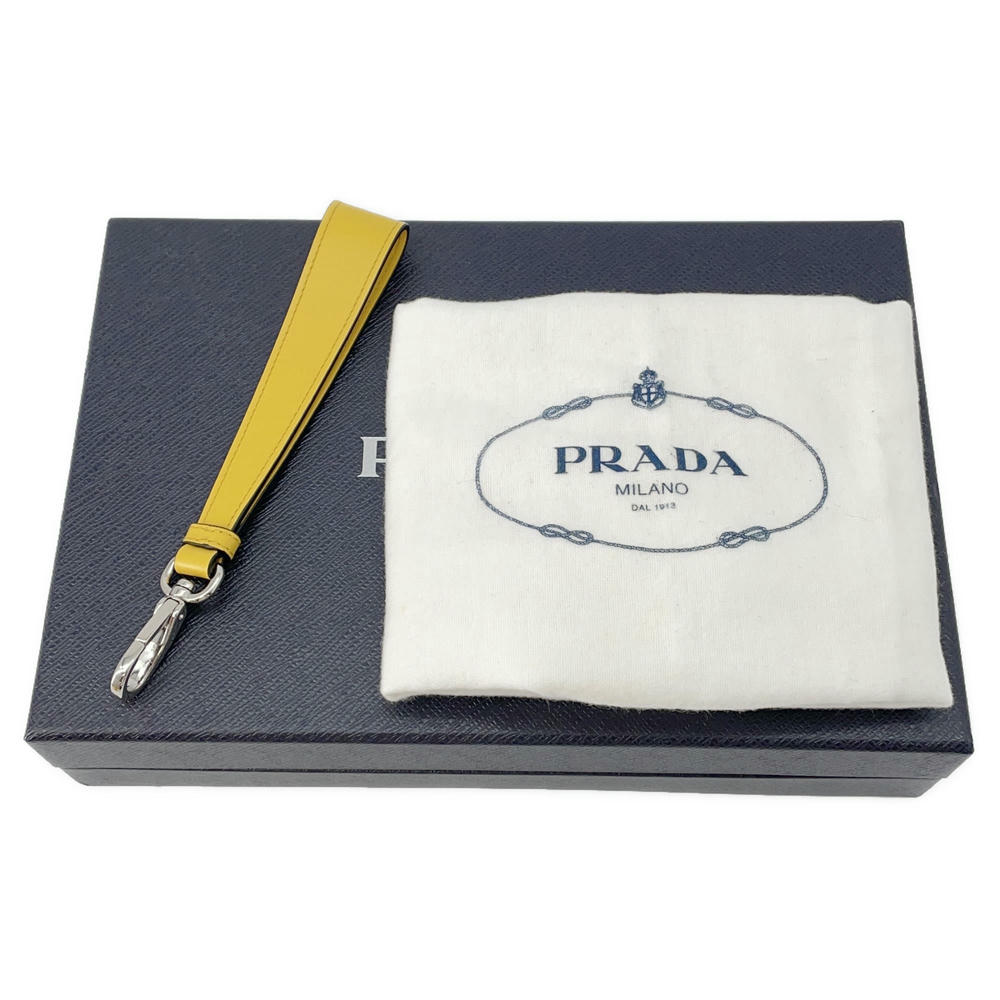 PRADA Triangle Clutch Bag Yellow2NE054 Leather