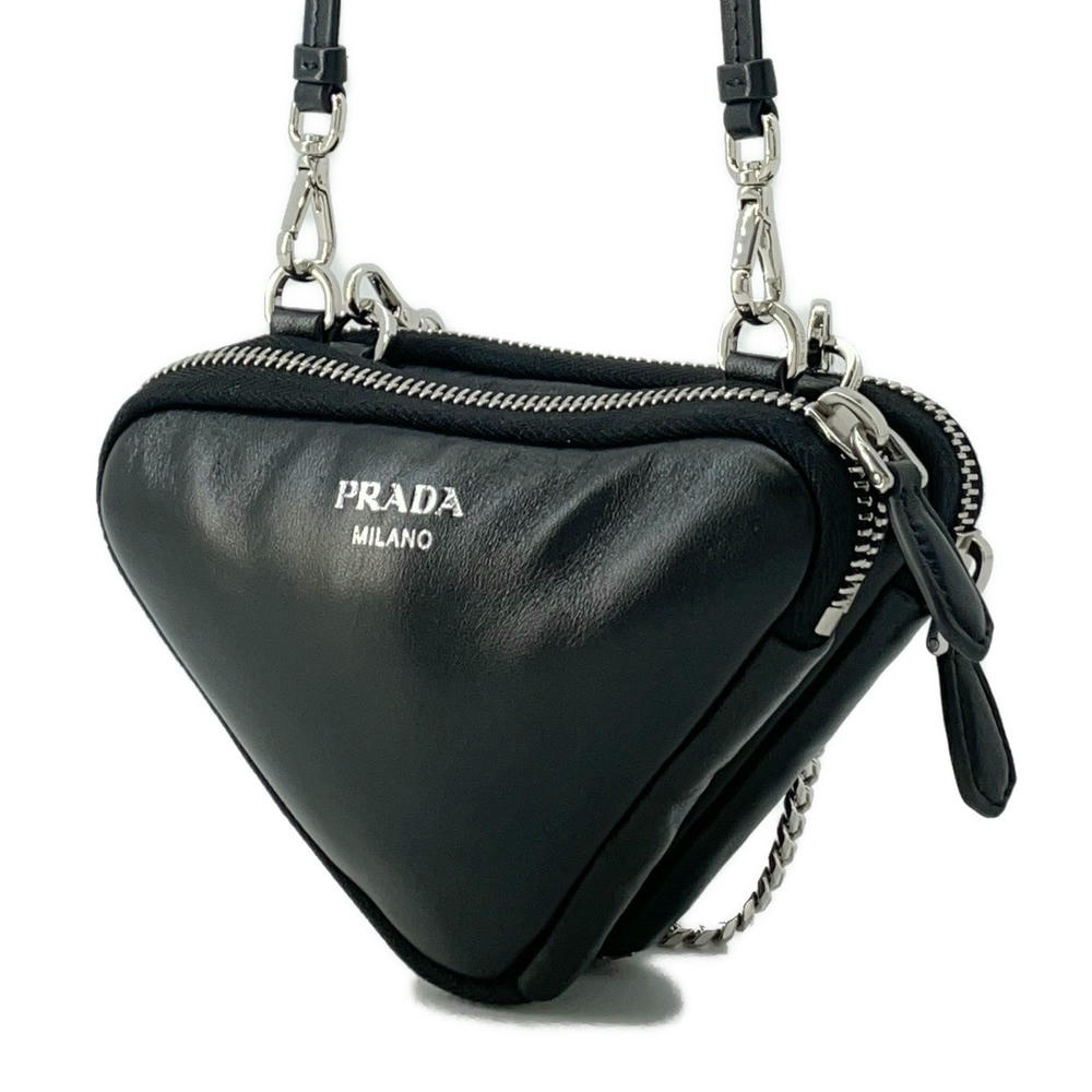 PRADA Triangle Mini Pouch 2wayShoulder Black1NR015 Leather