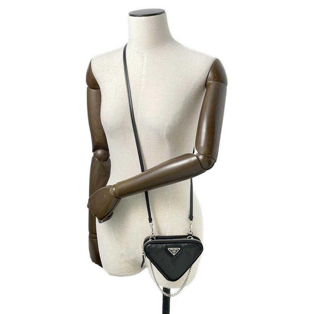 PRADA Triangle Mini Pouch 2wayShoulder Black1NR015 Leather