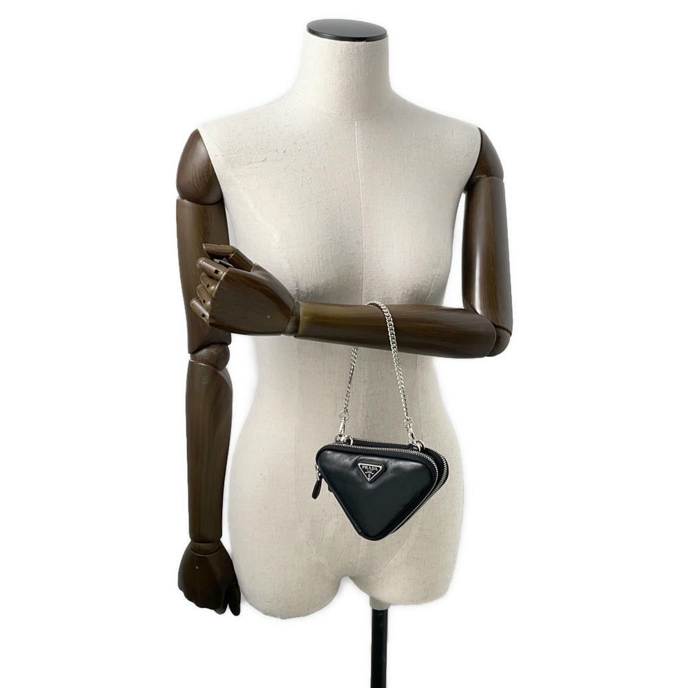 PRADA Triangle Mini Pouch 2wayShoulder Black1NR015 Leather