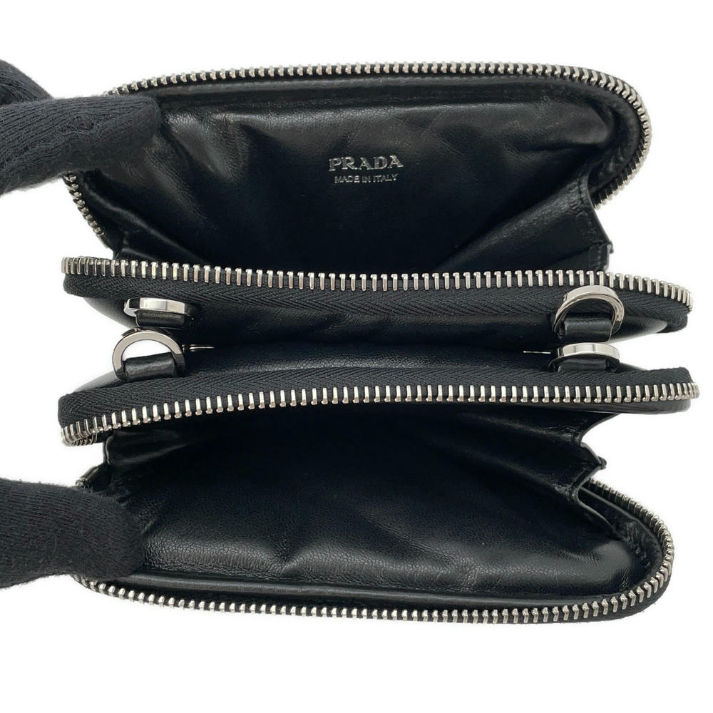 PRADA Triangle Mini Pouch 2wayShoulder Black1NR015 Leather