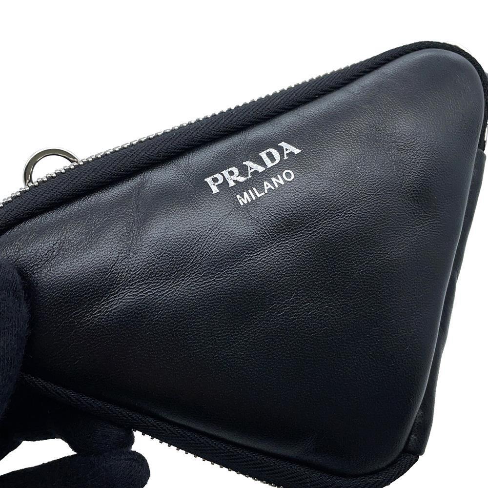 PRADA Triangle Mini Pouch 2wayShoulder Black1NR015 Leather