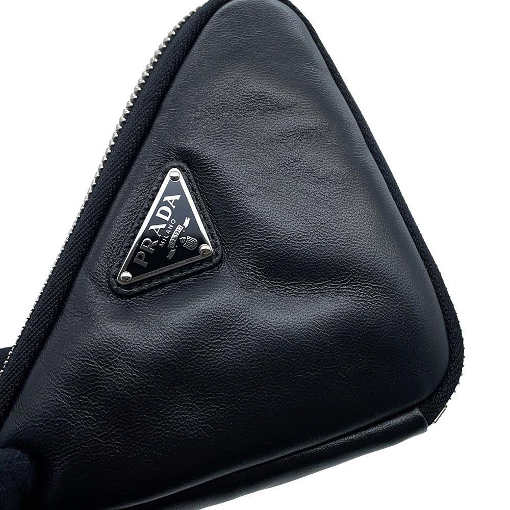 PRADA Triangle Mini Pouch 2wayShoulder Black1NR015 Leather