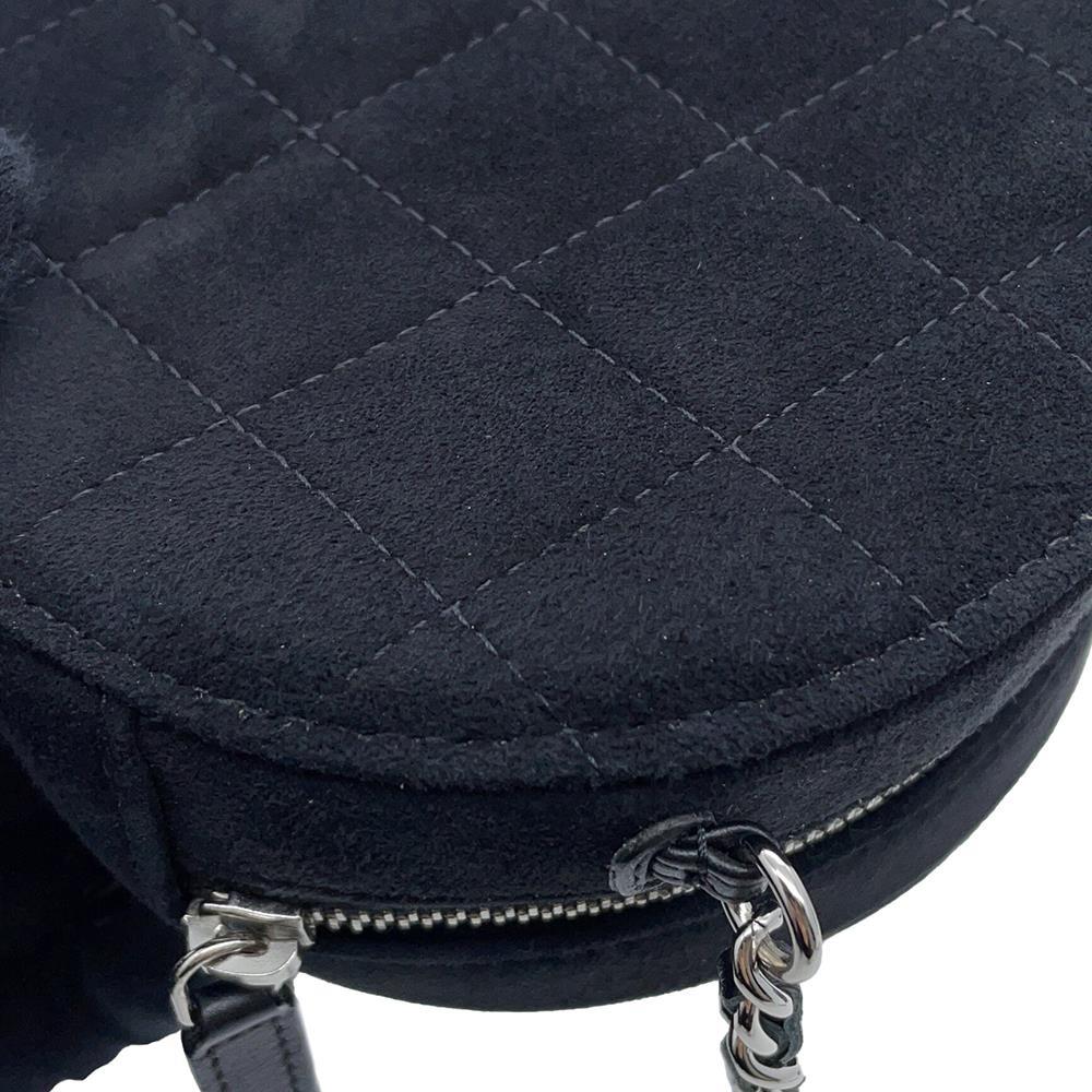 CHANEL Matelasse Star Motif Round ChainShoulder Black suede