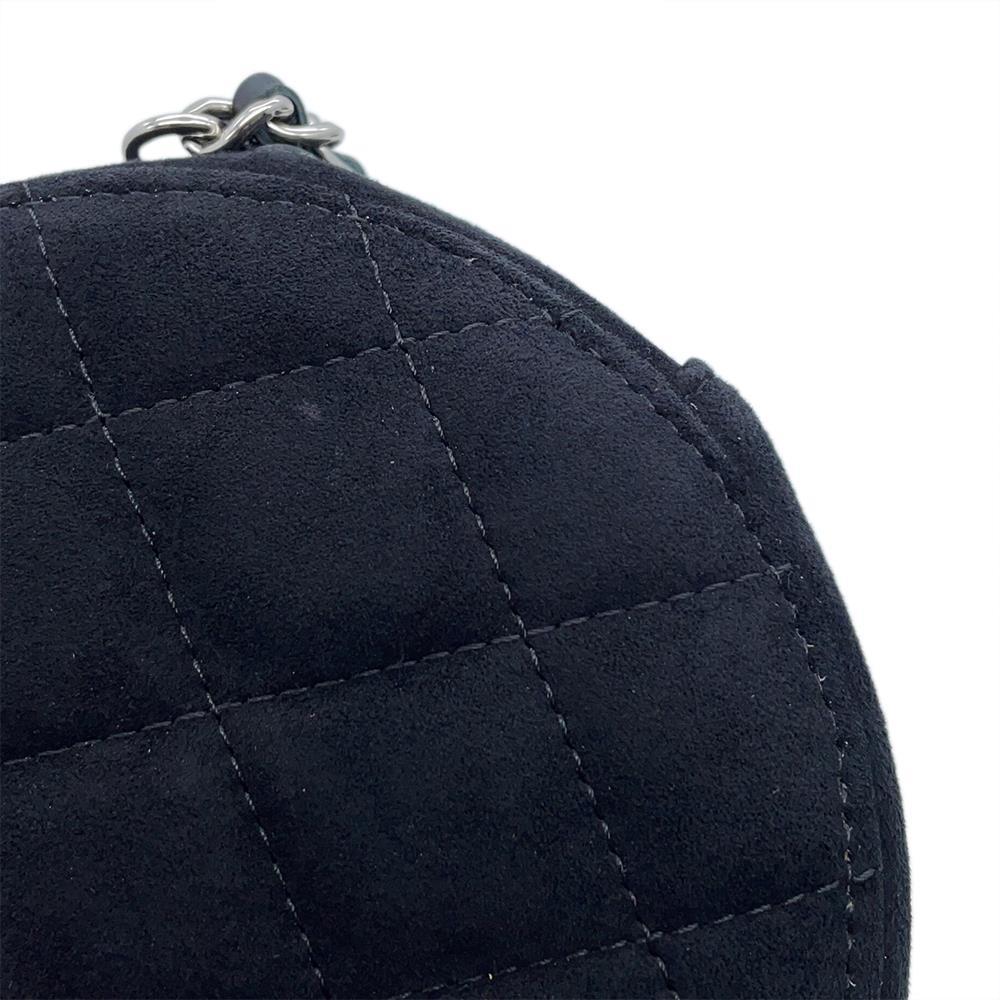 CHANEL Matelasse Star Motif Round ChainShoulder Black suede