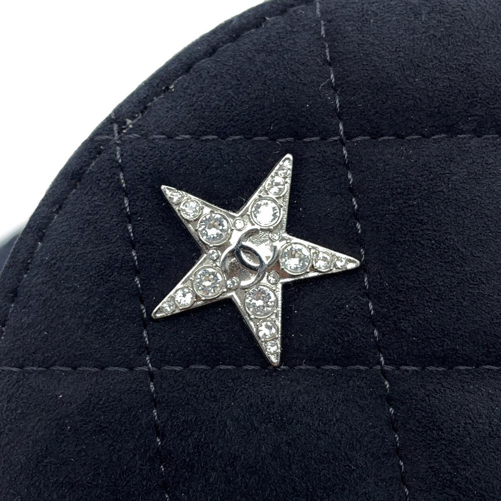 CHANEL Matelasse Star Motif Round ChainShoulder Black suede