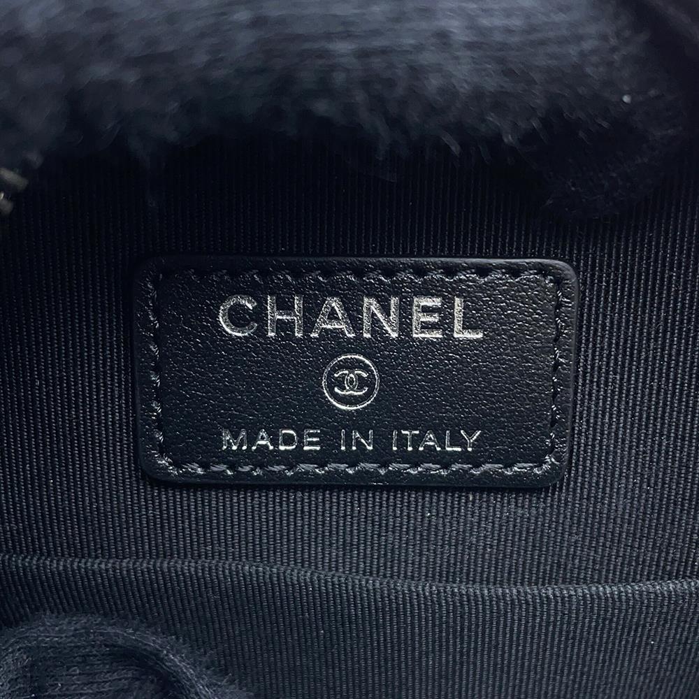 CHANEL Matelasse Star Motif Round ChainShoulder Black suede
