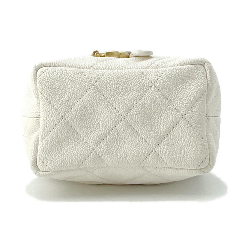 CHANEL Matelasse ChainShoulder Mini Vanity WhiteAP2194 Soft Caviar Leather Size Mini