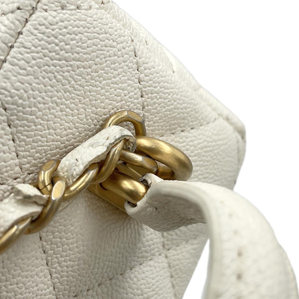 CHANEL Matelasse ChainShoulder Mini Vanity WhiteAP2194 Soft Caviar Leather Size Mini