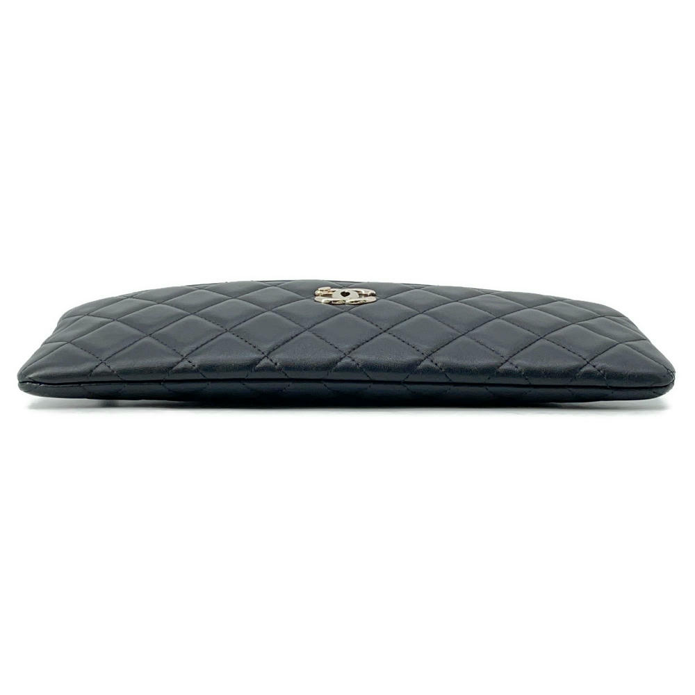 CHANEL Matelasse Clutch Bag Black Lambskin