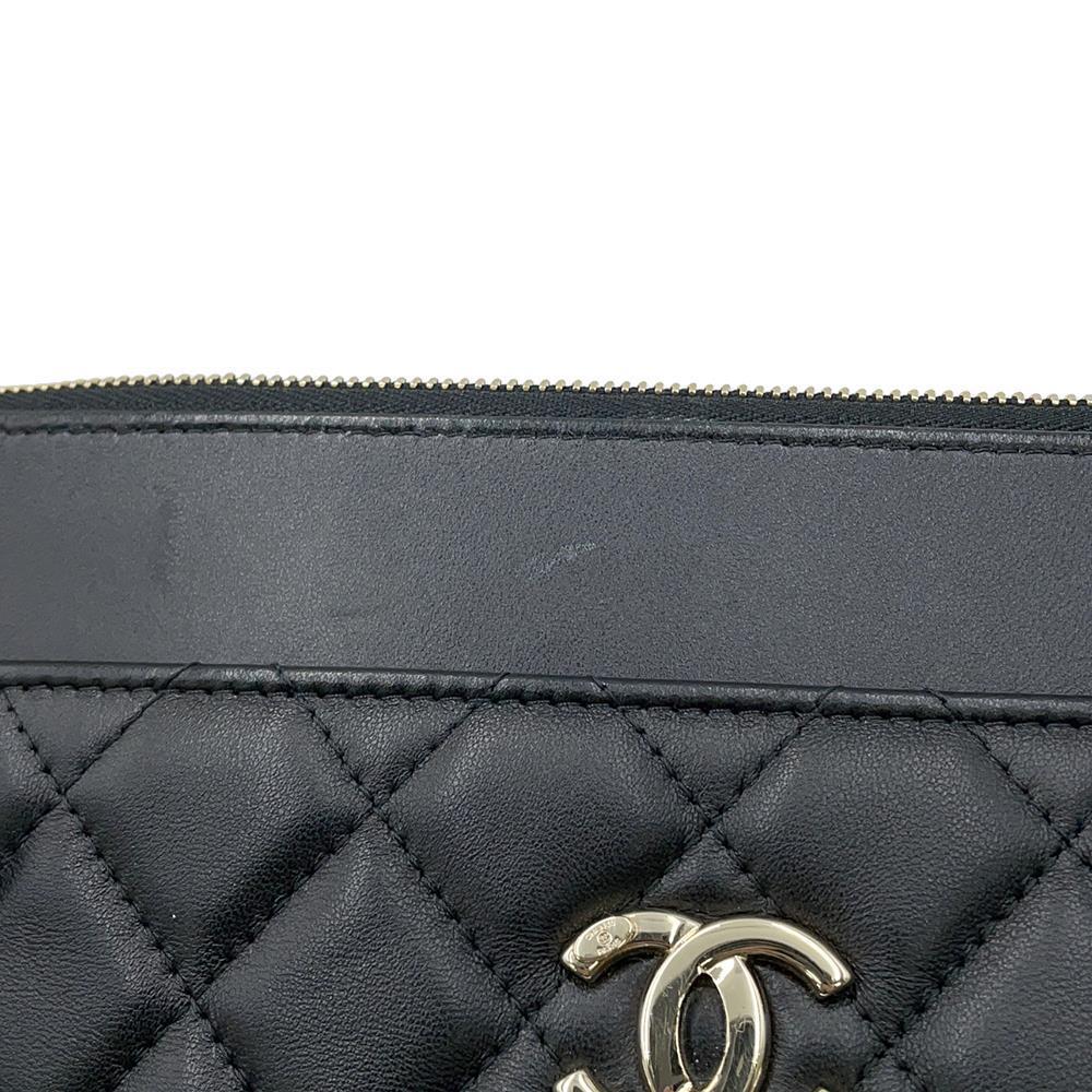 CHANEL Matelasse Clutch Bag Black Lambskin