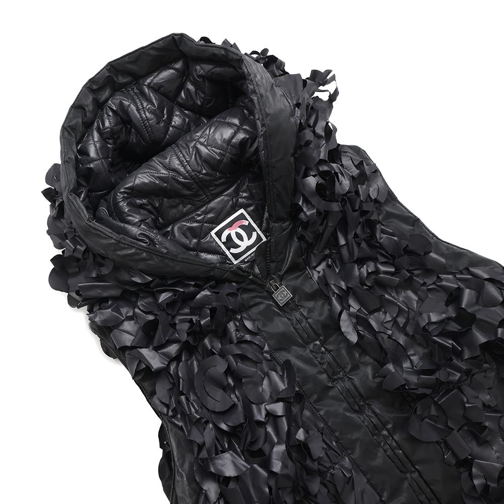 CHANEL Sports line hooded vest Size 38 BlackP36696 Polyurethane70% Nylon30%