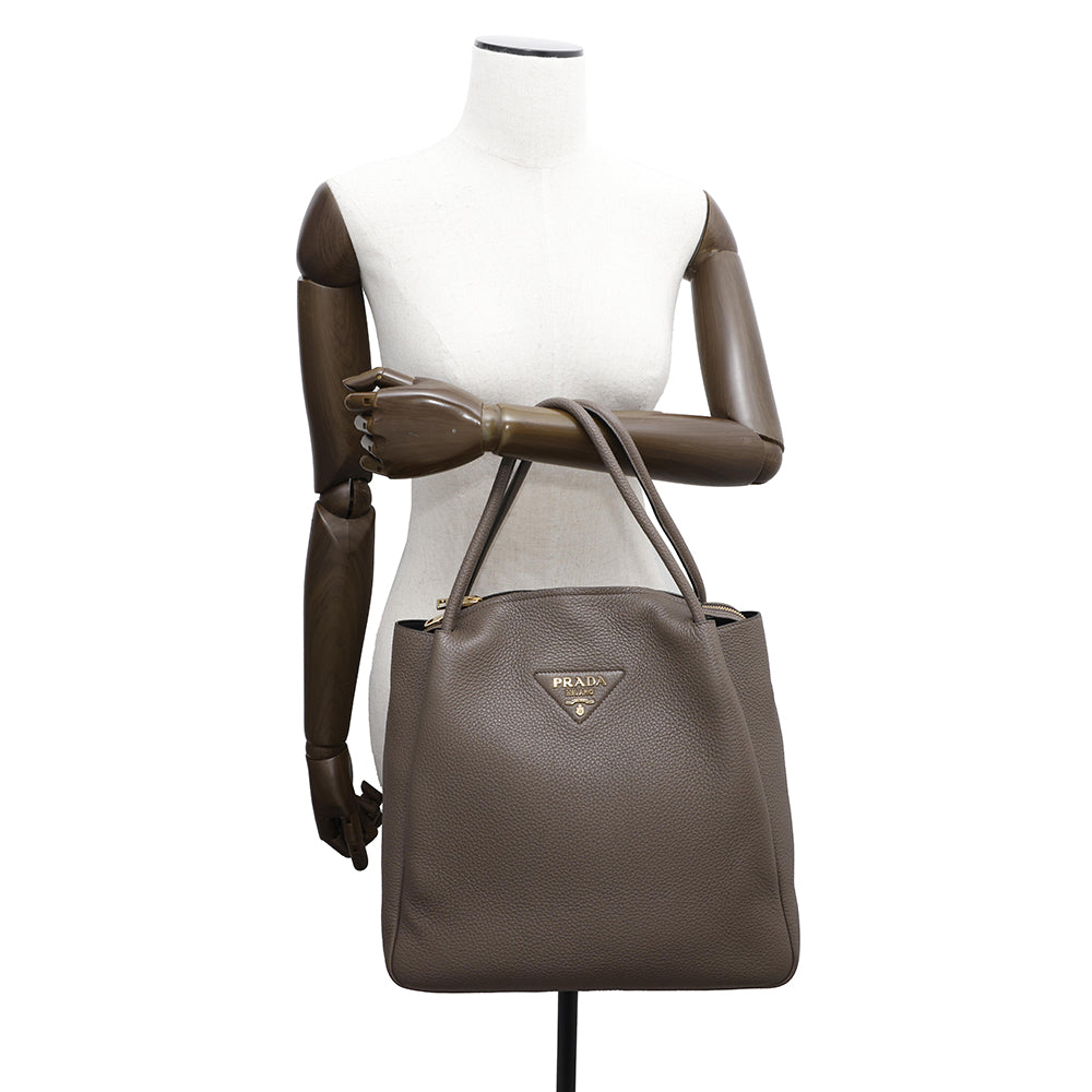 PRADA Handbag Greige1BC142 Leather
