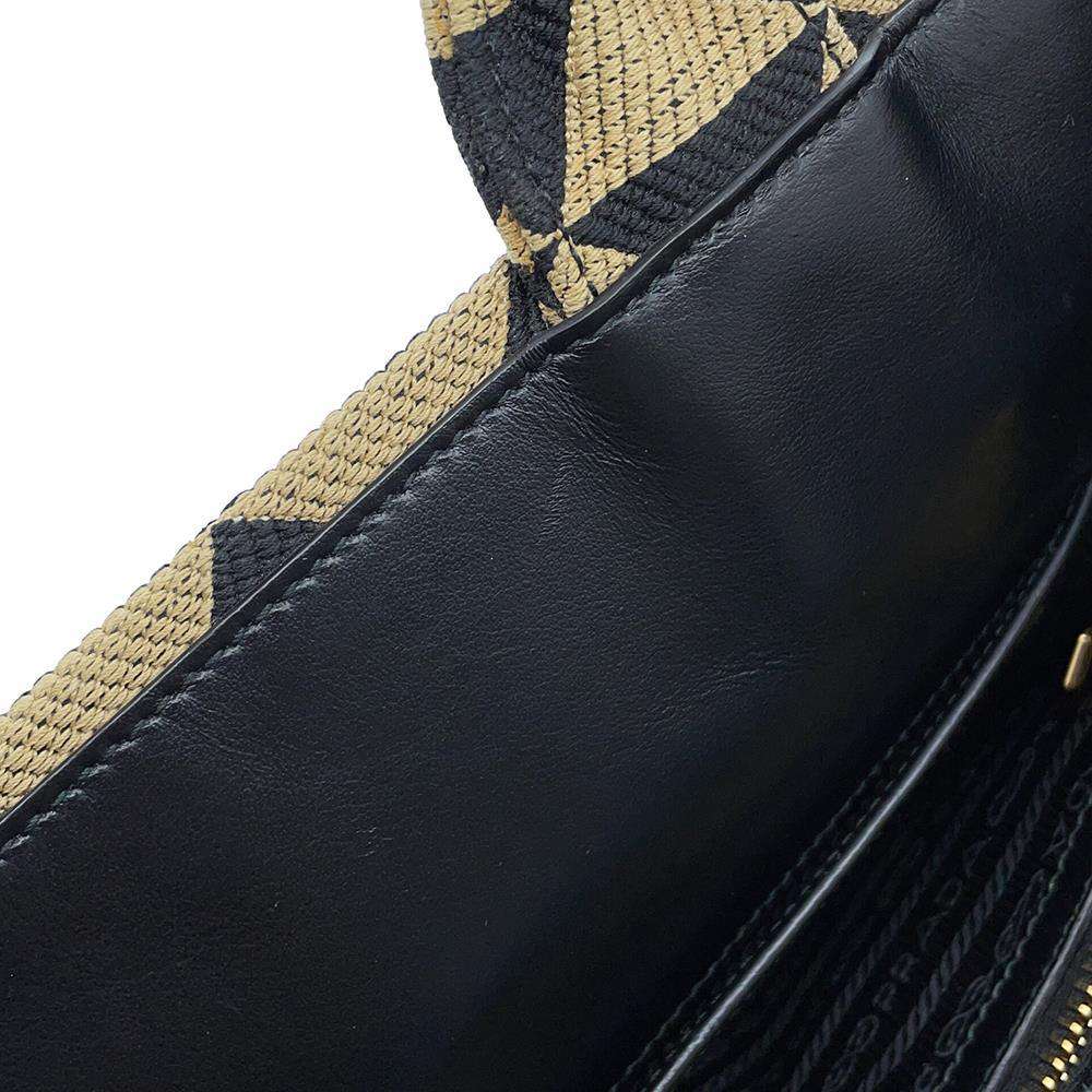 PRADA Symbol Tote Bag Beige/Black1BA356 Canvas Size Large