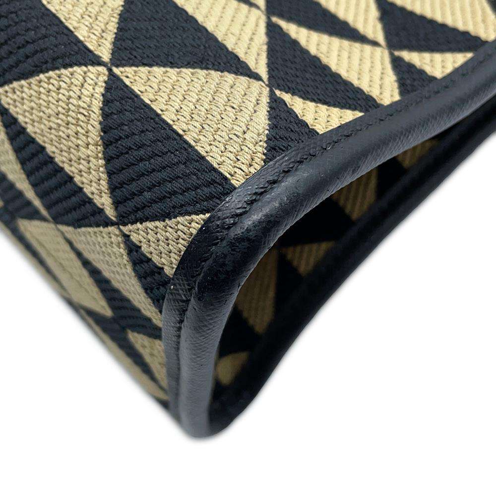 PRADA Symbol Tote Bag Beige/Black1BA356 Canvas Size Large