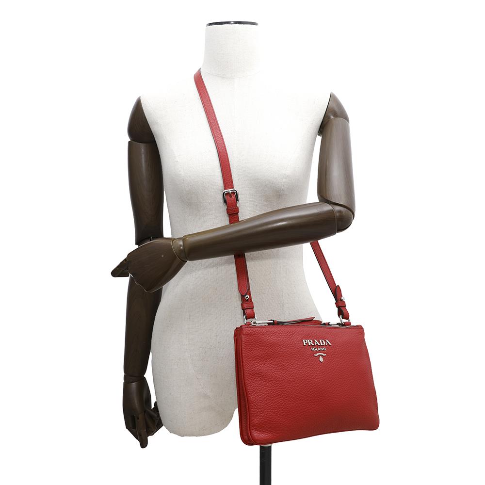 PRADA Shoulder Bag Red1BH046 Leather