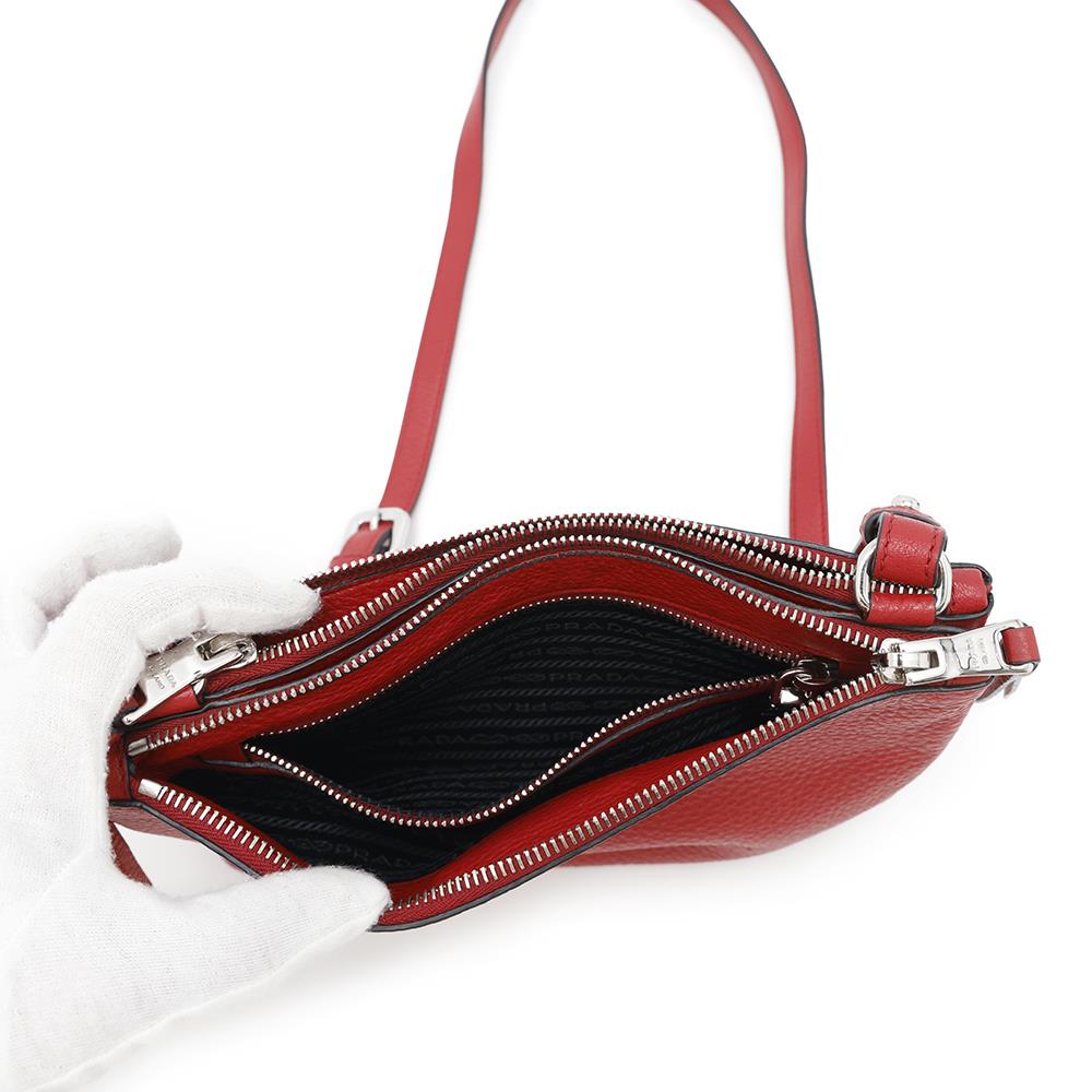 PRADA Shoulder Bag Red1BH046 Leather