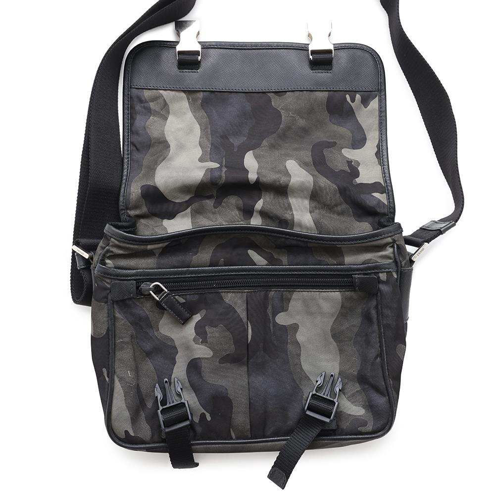 PRADA CamouflagePattern Shoulder Bag Khaki/Black Nylon