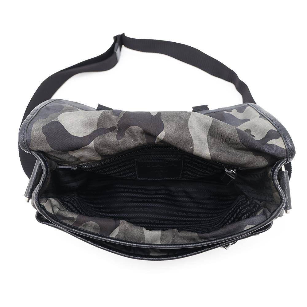 PRADA CamouflagePattern Shoulder Bag Khaki/Black Nylon