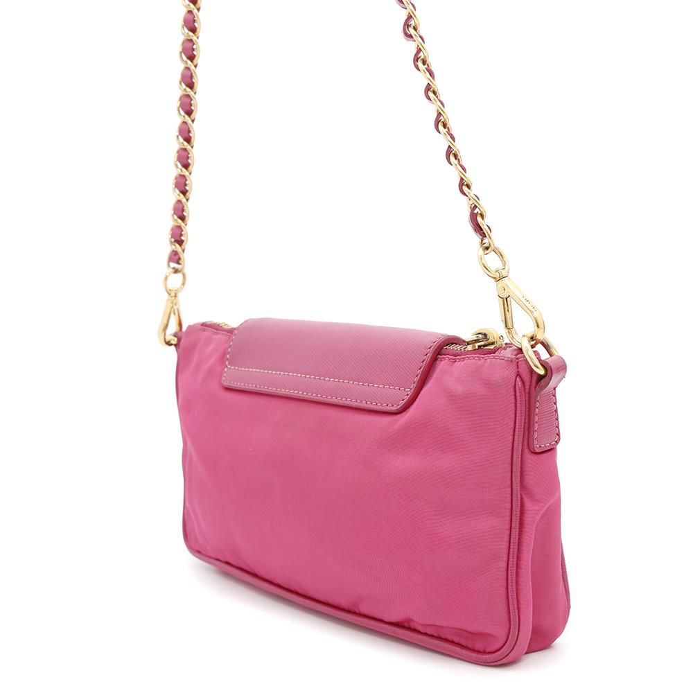 PRADA Shoulder Bag Pink Saffiano LeatherLeather Nylon