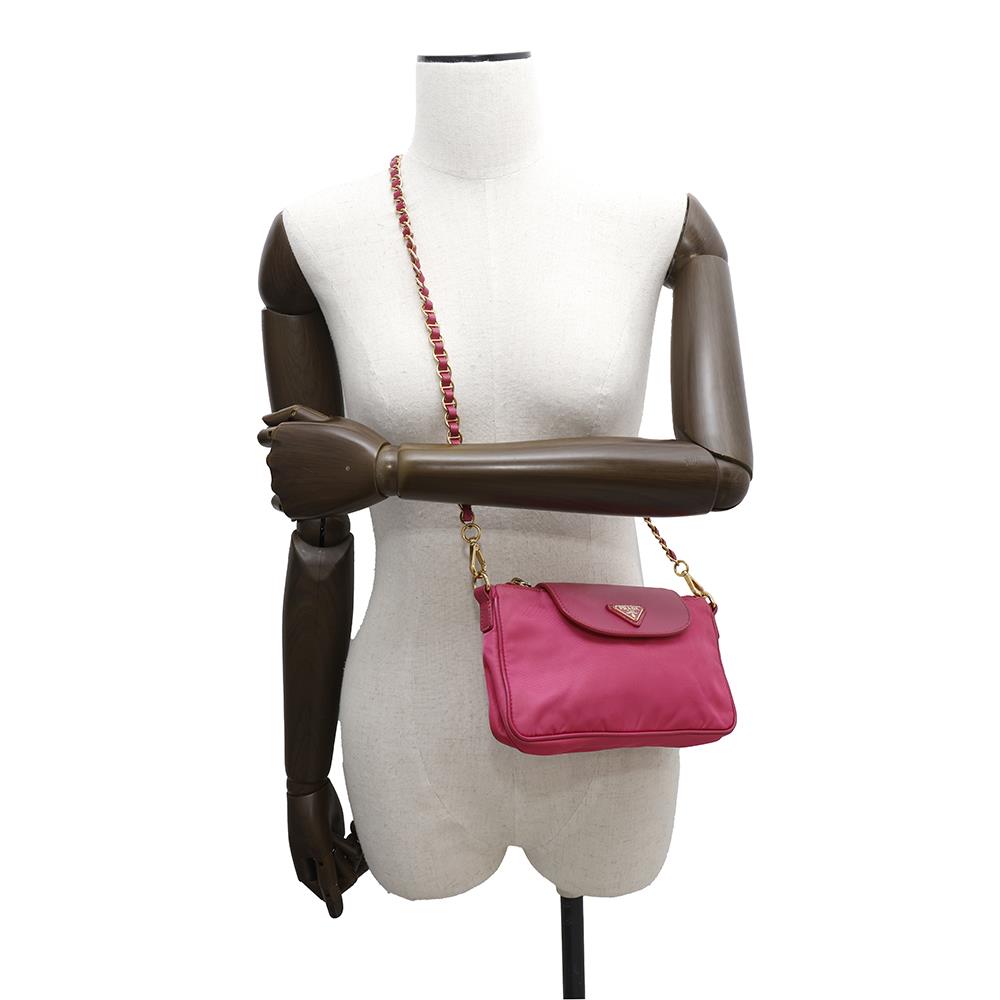 PRADA Shoulder Bag Pink Saffiano LeatherLeather Nylon