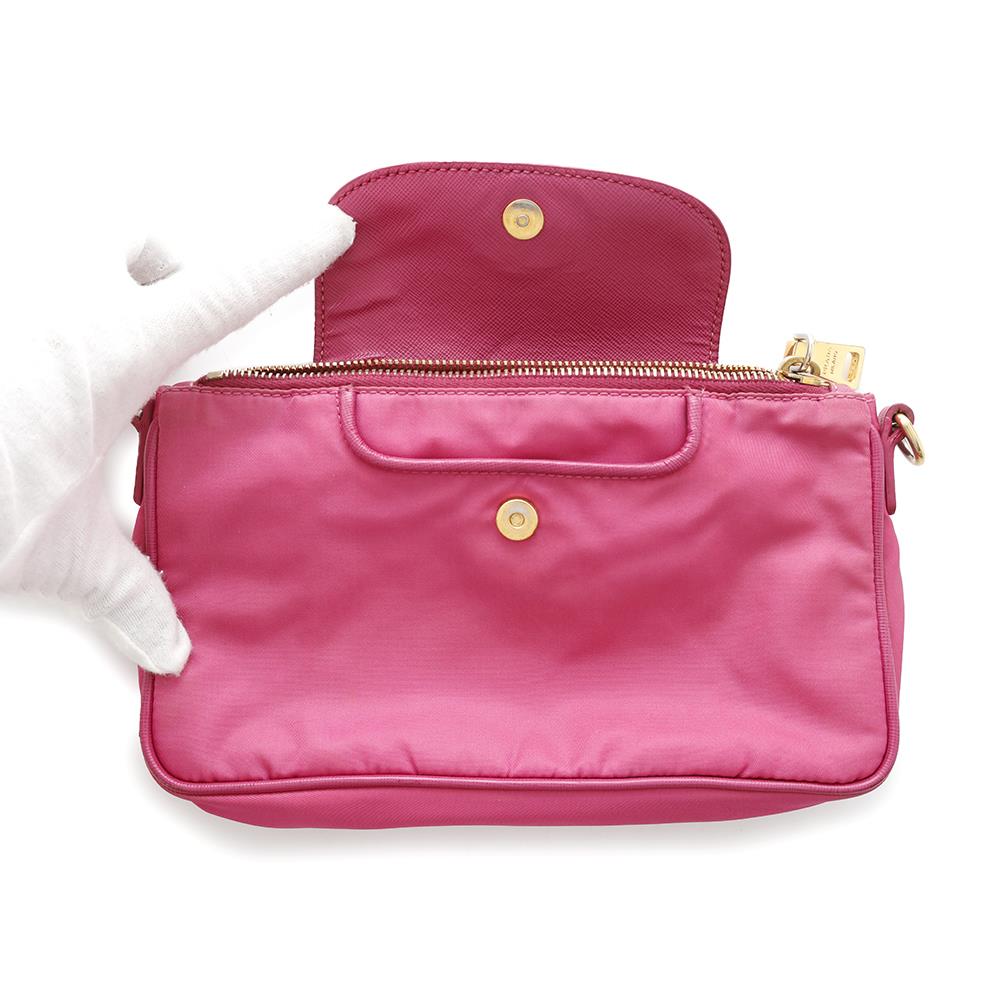PRADA Shoulder Bag Pink Saffiano LeatherLeather Nylon