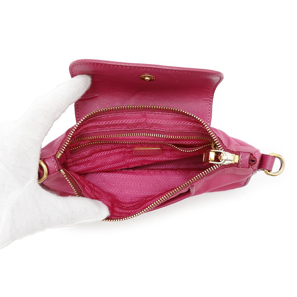 PRADA Shoulder Bag Pink Saffiano LeatherLeather Nylon