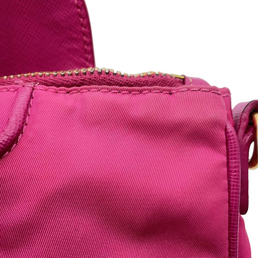 PRADA Shoulder Bag Pink Saffiano LeatherLeather Nylon
