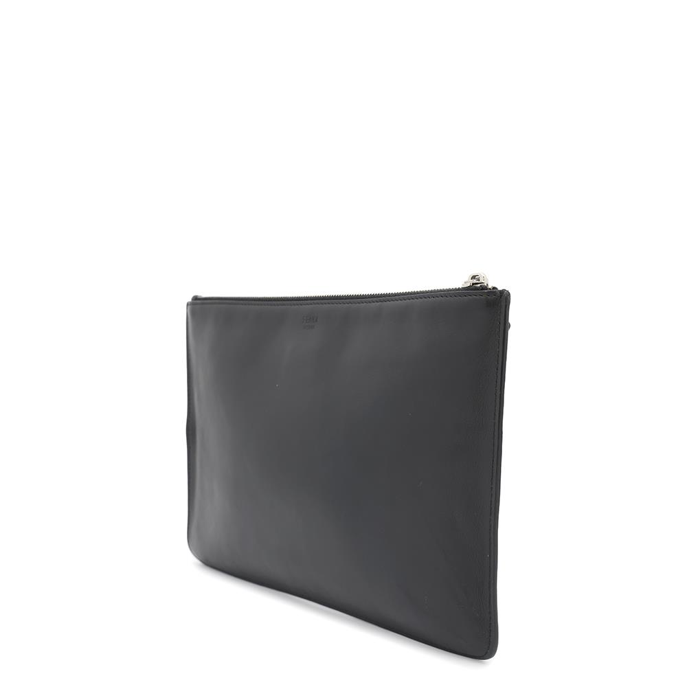 FENDI Monster Clutch Bag Black/Yellow7N0078 Leather