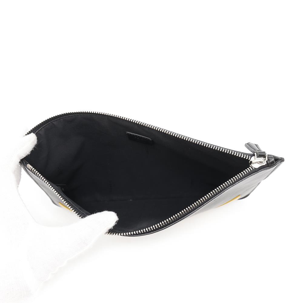 FENDI Monster Clutch Bag Black/Yellow7N0078 Leather