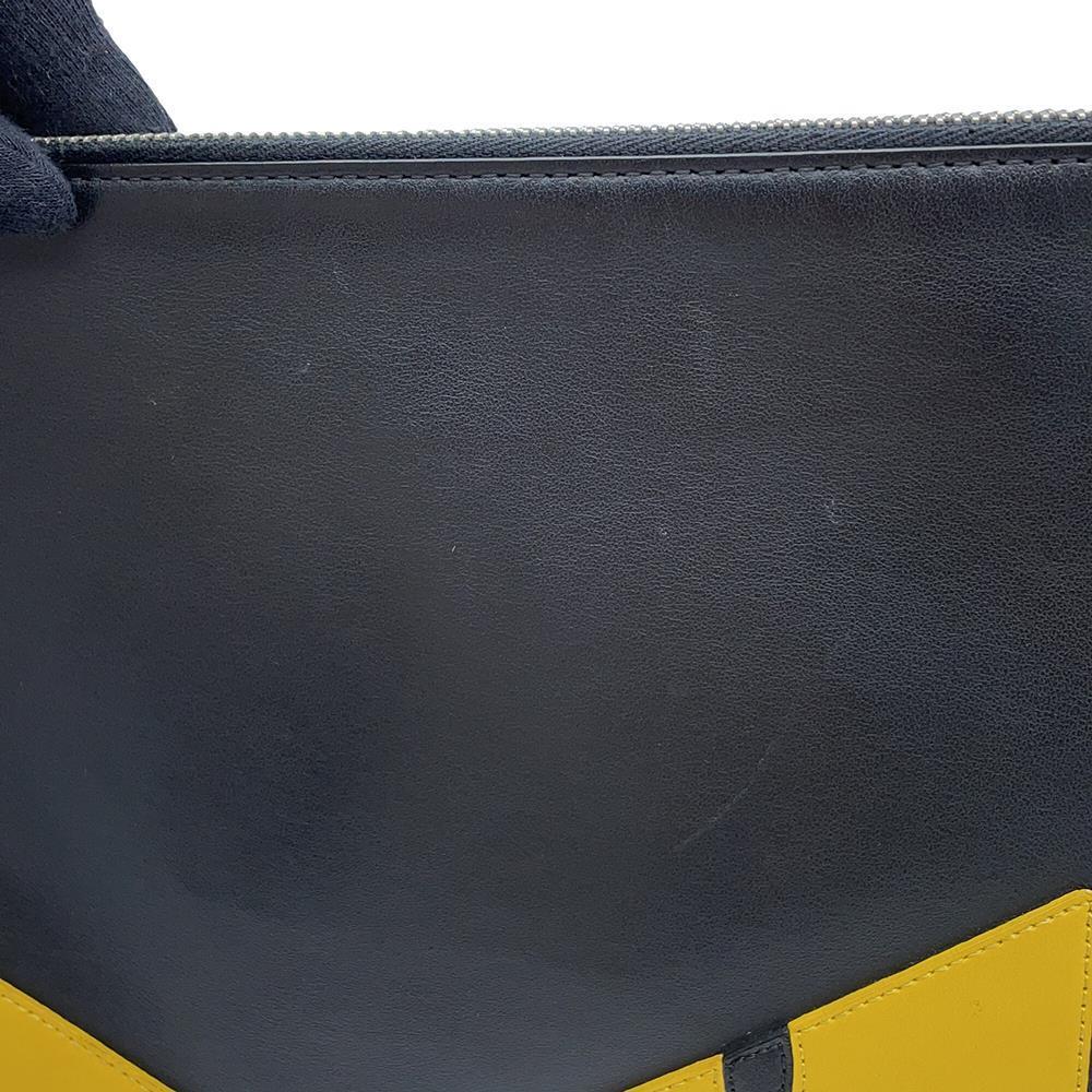 FENDI Monster Clutch Bag Black/Yellow7N0078 Leather