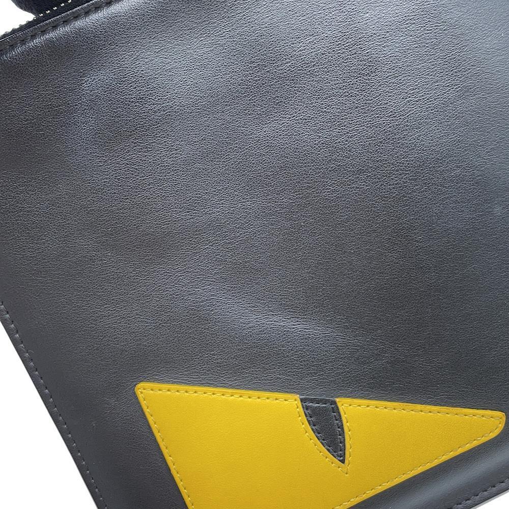 FENDI Monster Clutch Bag Black/Yellow7N0078 Leather