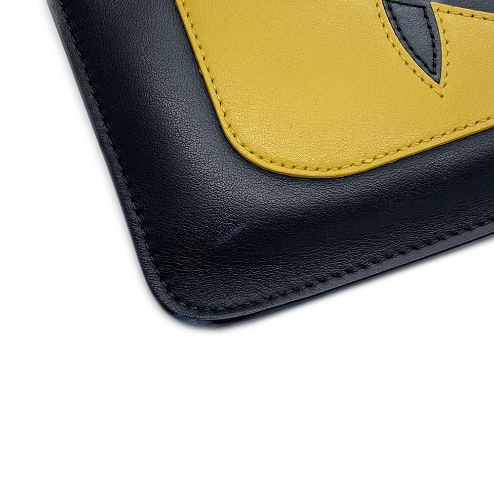 FENDI Monster Clutch Bag Black/Yellow7N0078 Leather