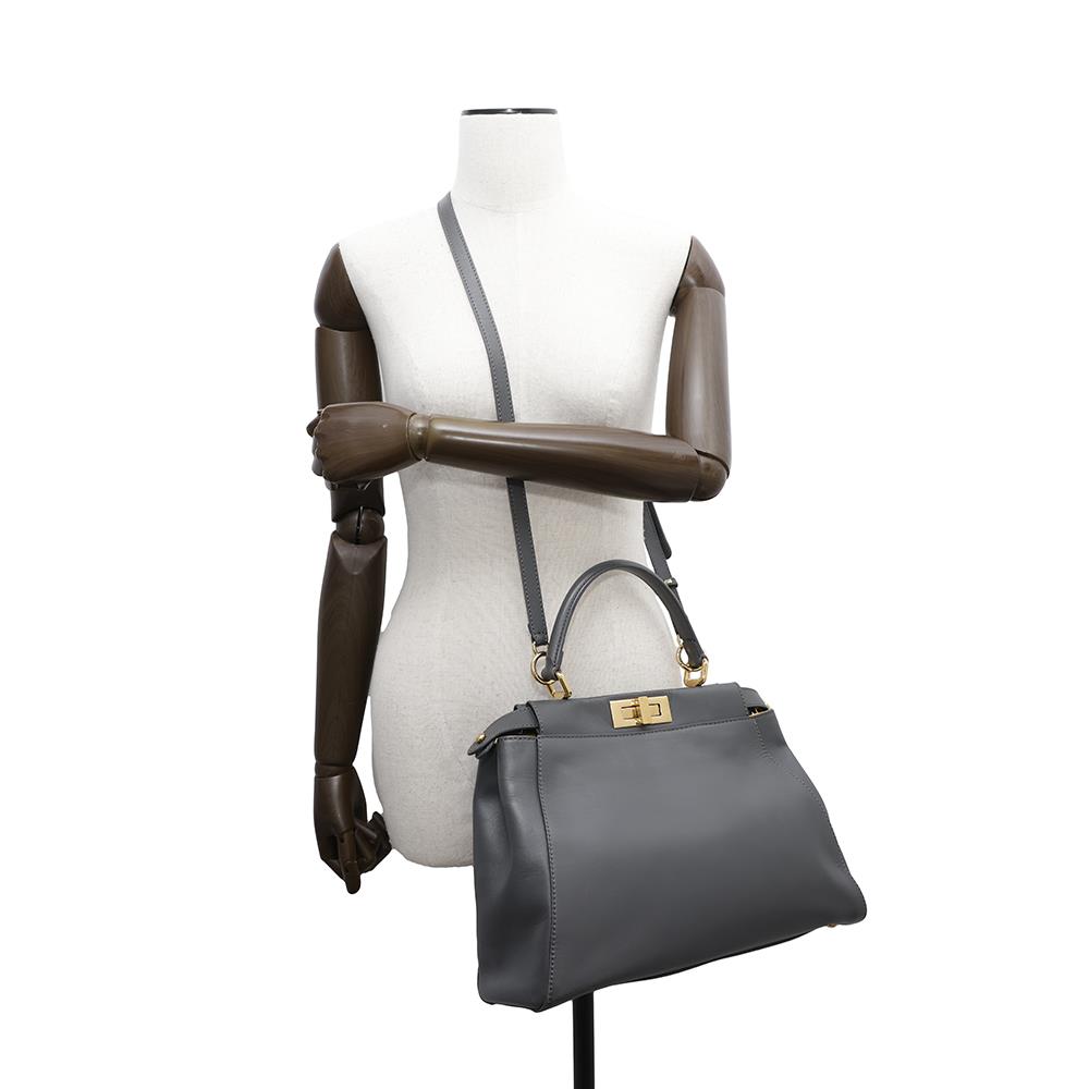 FENDI Peekaboo 2wayBag Gray8BN226 Leather Size regular