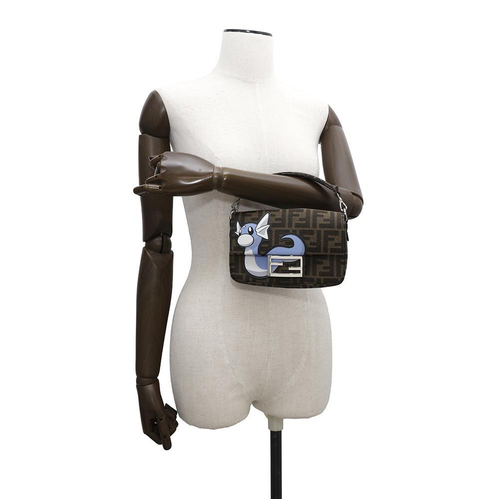 FENDI Mini Baguette Bag Miniryu Brown8BS017 Canvas