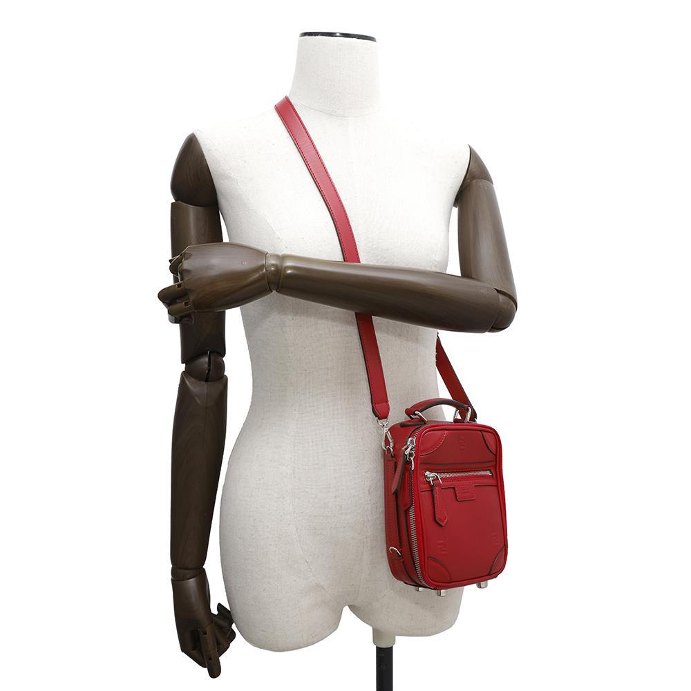 FENDI Travel Mini Bag Shoulder Bag Red7VA542 Leather