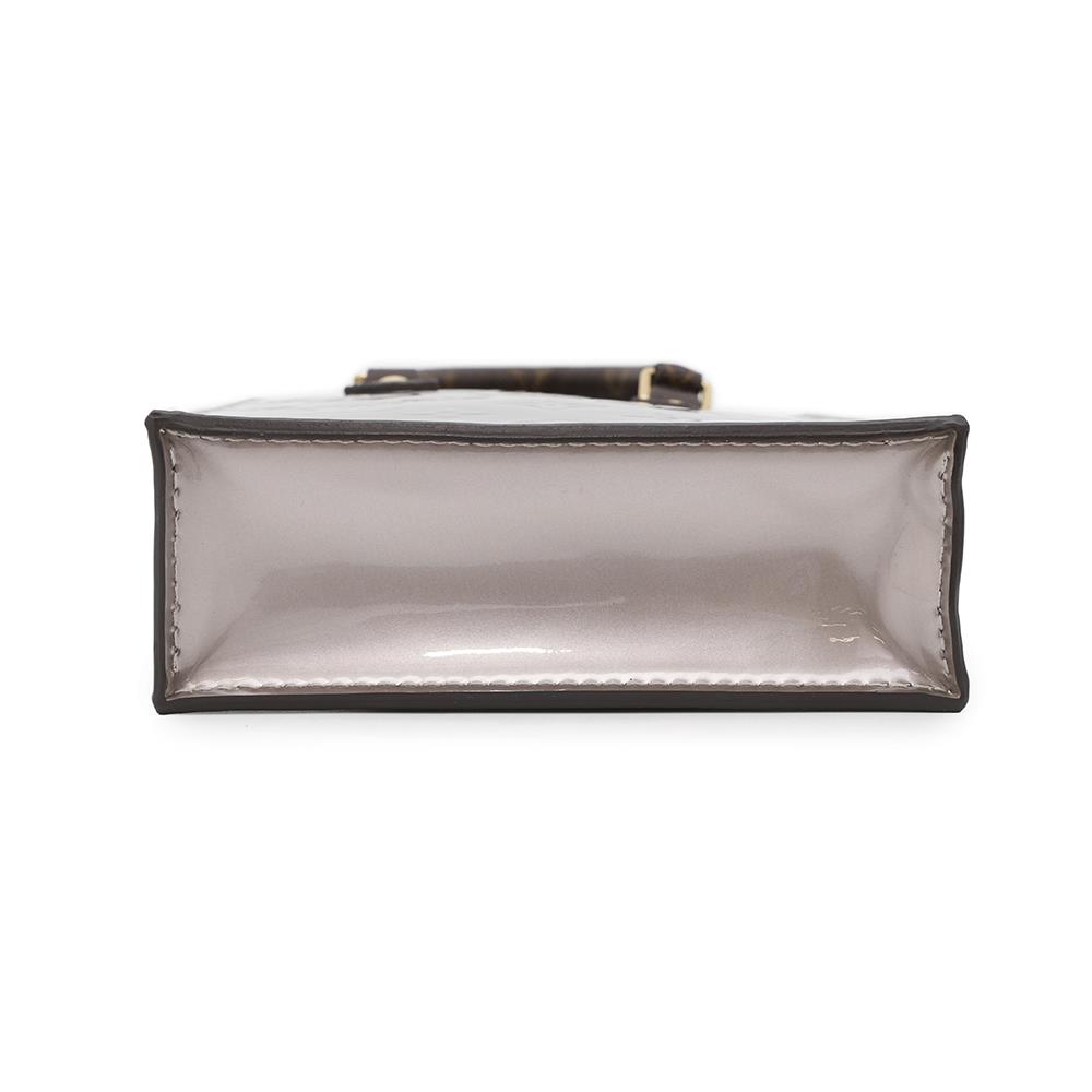 LOUIS VUITTON Petit Sac Plat MetalicTaupe GreyM90564 Monogram Vernis Leather