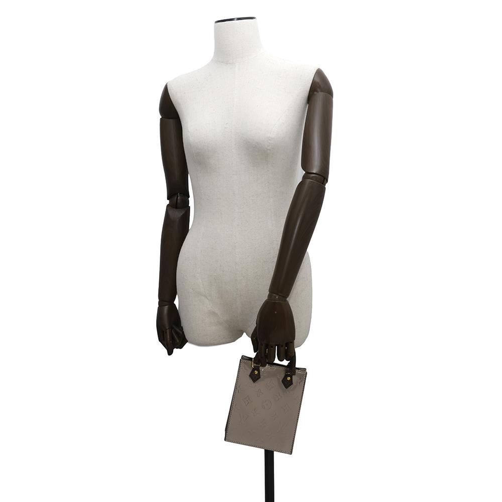 LOUIS VUITTON Petit Sac Plat MetalicTaupe GreyM90564 Monogram Vernis Leather