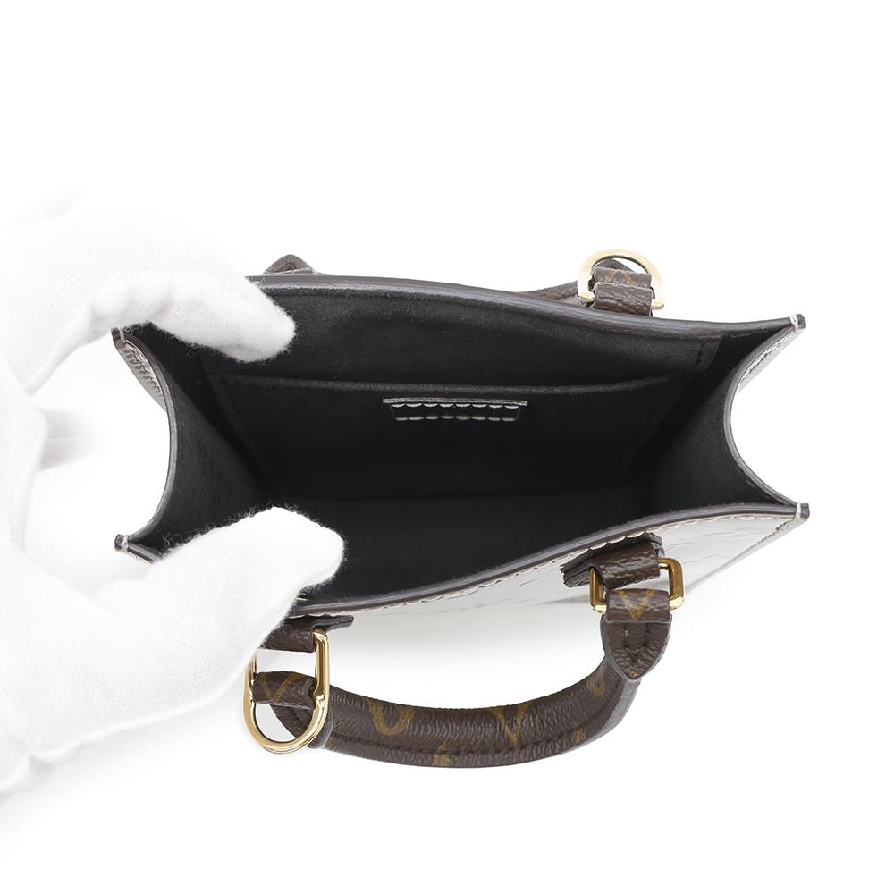 LOUIS VUITTON Petit Sac Plat MetalicTaupe GreyM90564 Monogram Vernis Leather